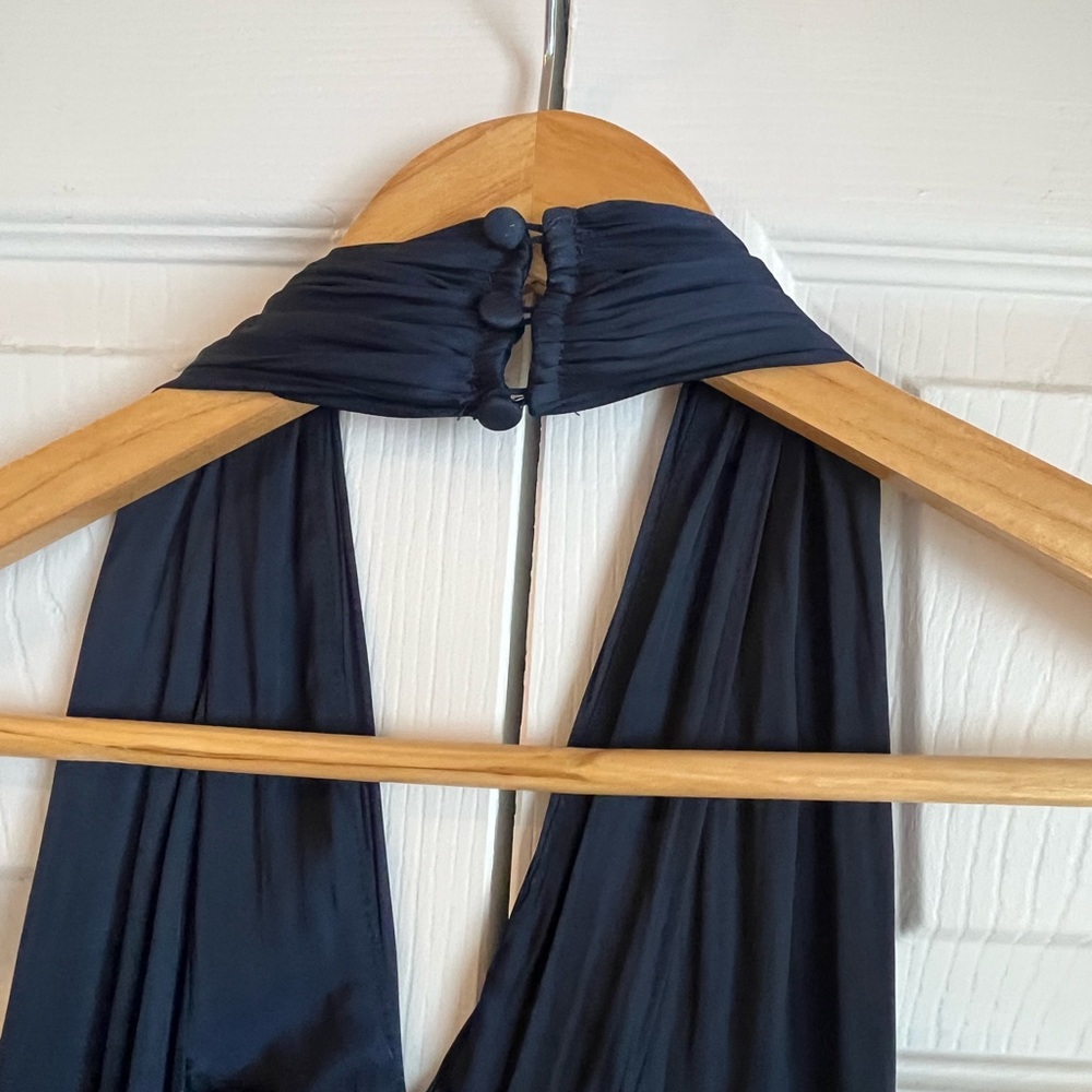 Crinkled Halter Satin Maxi Dress - Picture 9 of 9